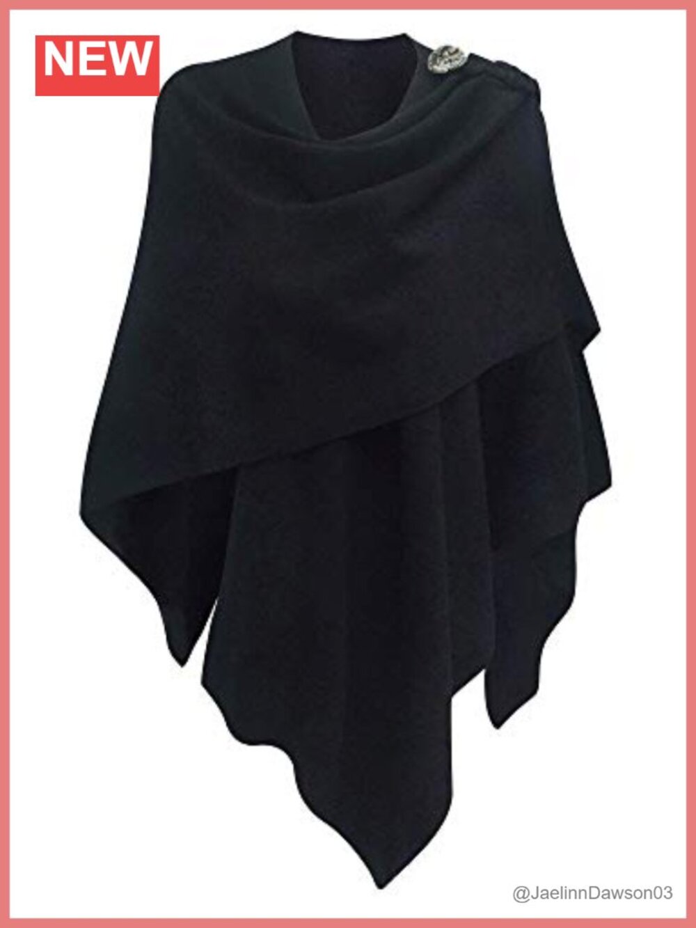 Women's Cross Front Poncho Wrap Button Shawl Cape Wedding Elegant